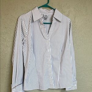 Worthington Black and White Striped Blouse